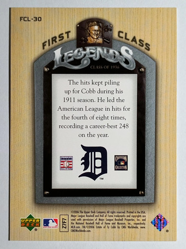 2006 Upper Deck First Class Legends #FCL30 Ty Cobb - Picture 2 of 2