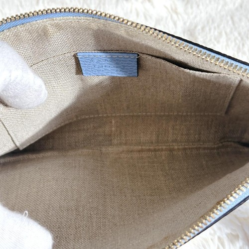 GUCCI Clutch Bag Pouch Bamboo Light Blue Grained Leather #PGHSMR - Picture 9 of 10