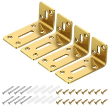 4Pcs 40x80x35mm Adjustable L-Shape Corner Brace Slotted Bracket, Rose Gold
