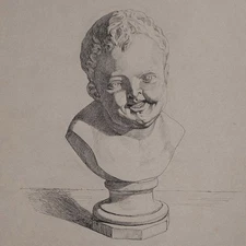 Wilhelm Wohlgemuth boy portrait bust portrait signed ink drawing 1886