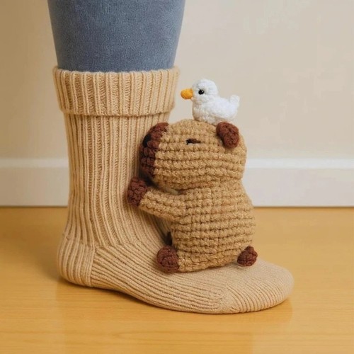 3D süße Tiere Socken Strickmuster Bodensocken Unisex lustig Weihnachtsgeschenk - Bild 2 von 34