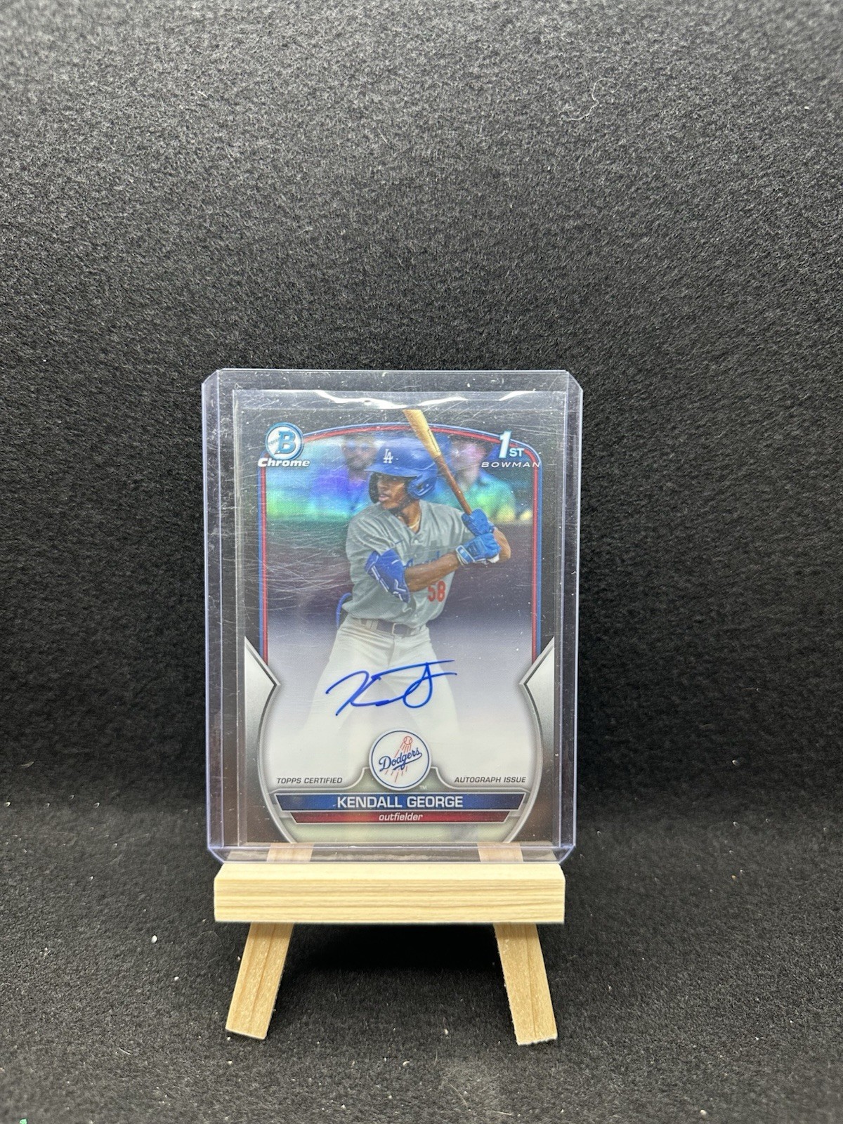 2023 Kendall George 1st Bowman Chrome Auto True Black /75 Dodgers