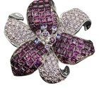 Swarovski Vintage Silver Tone Invisible Set Purple Crystal Flower Pin 959276
