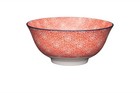 KitchenCraft Ceramic Cereal/Soup Bowl, Red Floral and Blue Edge Design
