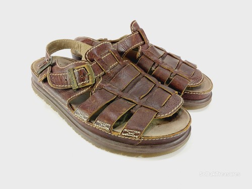 Vintage Y2K Dr Doc Martens braune Leder Fischer Sandalen Herren Größe 14