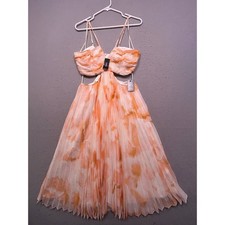 Express Maxi Dress Recycled Polyester Orange Floral Size Medium Womens