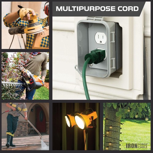 Iron Forge Cable 3 Outlet Power Strip Outdoor Extension Cord 25 ft, 16/3 SJTW... - Picture 5 of 7