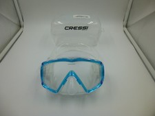 NEW CRESSI WIDE VIEW PANO 3 SKY BLUE  CLEAR SCUBA DIVE MASK AND CARRY CASE