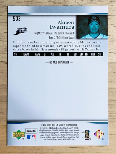 2007 Upper Deck #503 Akinori Iwamura RC (NM) - Bild 2 von 2