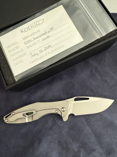 Koenig Arius Gen4-Corda Titanium Handle Silver Accents Burnished W/Polished Flat - Picture 2 of 4