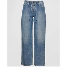 Gap Jeans 90s Loose Fit Low Rise Wide Leg Lace Up Women Size 12 Tall 31 Blue