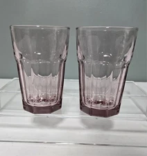 2 Libbey Duratuff Gibraltar Plum Ice Tea Glass Tumbler Set 5" Lt Purple Pink Lot