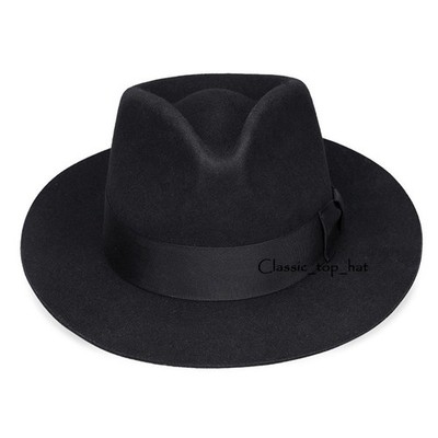 100% Wool Felt Fedora Trilby Hand Made Wider Brim Gents Hat With Band5 Colours