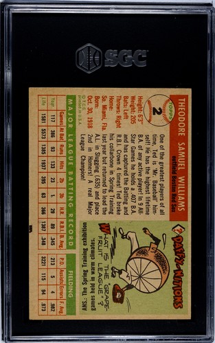1955 Topps TED WILLIAMS #2 SGC 5 Baseball card Just Graded! - Picture 2 of 2