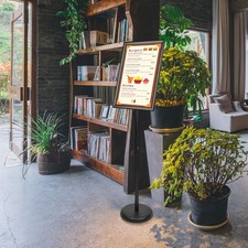 YIYO Adjustable Pedestal Poster Sign Stand 11x17 Black Aluminum Snap #R04