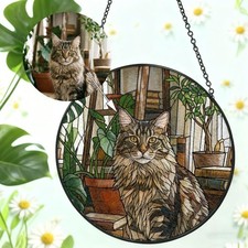 Custom Cat Dog Portrait Stained Glass Suncatcher Personalized Family Gift