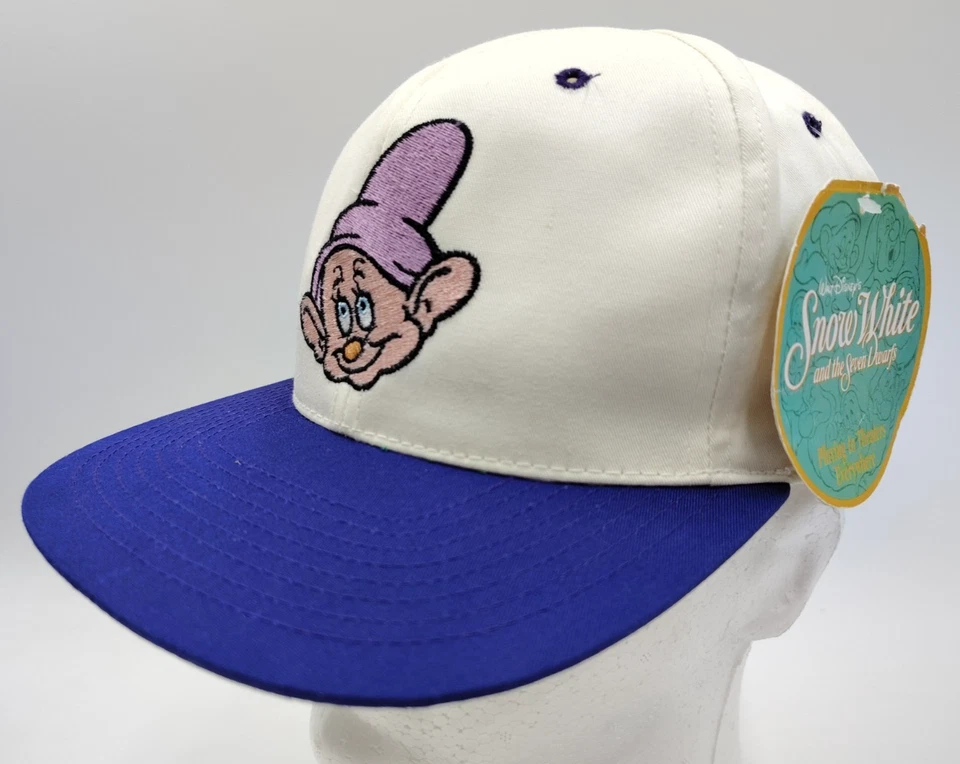 NUEVO CON ETIQUETAS De colección Años 90 Disney Blancanieves Siete Enanitos DOPEY Blockhead Toon Snapback Sombrero Foto 2 de 4