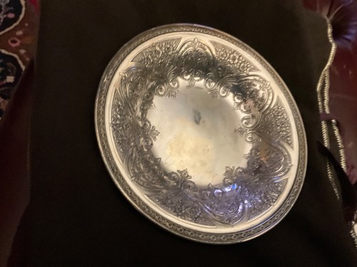 Wilcox 1890 Silber Teller Meriden.Conn Untersetzer Tablett rund 340 5" - Bild 1 von 4