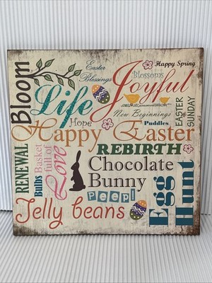 Easter Blessings Easter Bunny Bloom Spring Decor Wood Sign Spring Quote 11.5x12 