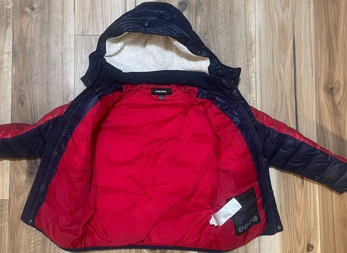 Diesel Hooded Puffer Jacket Black & Red Nylon Only the Brave Native Logo Boys 10 - Picture 9 of 10