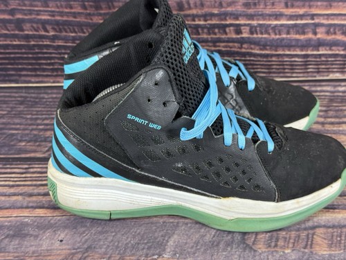 Adidas Sprint Web Black & Blue Sneakers Basketball Shoes Men Size 9.5 - Picture 4 of 10