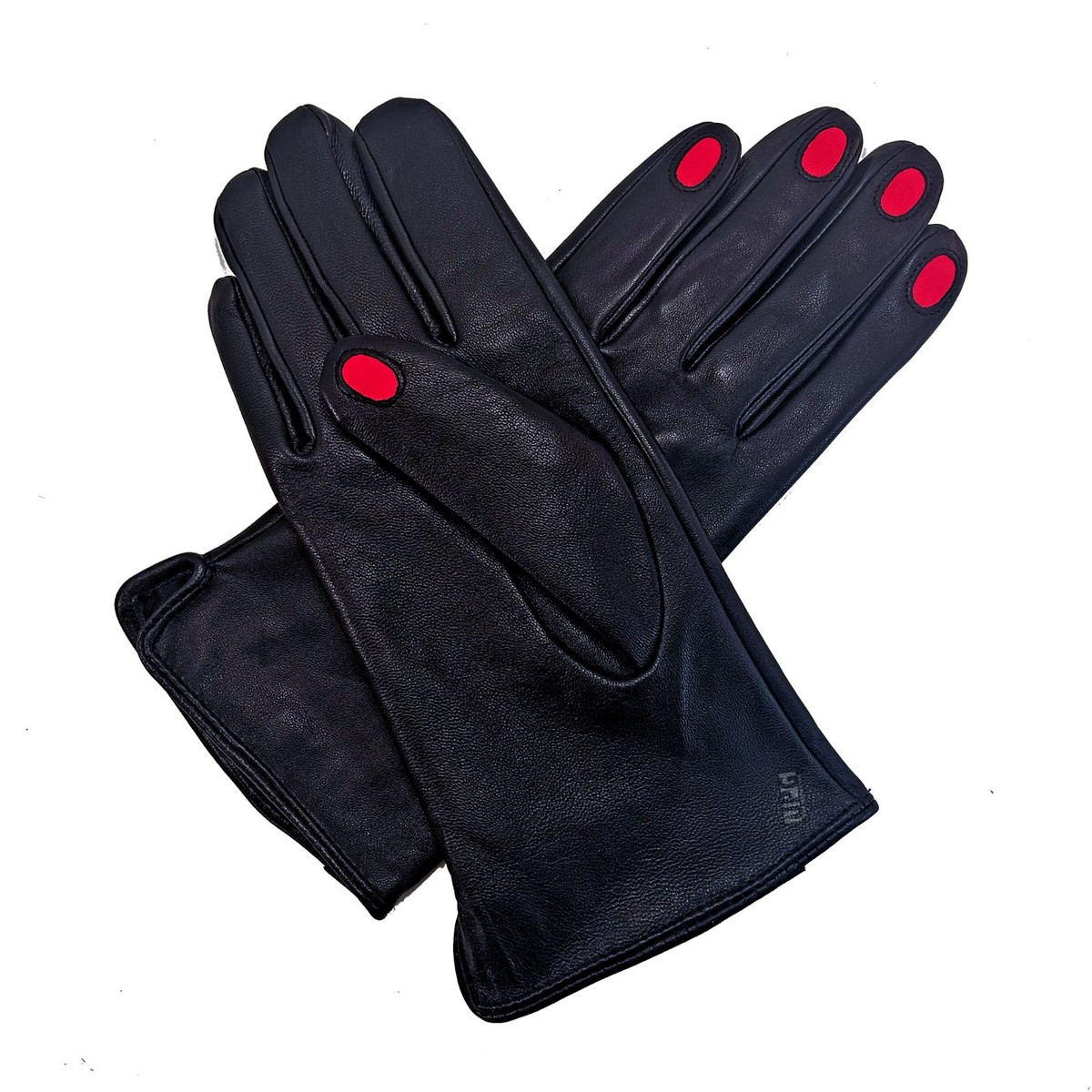 Black Leather Gloves with Fingernail Nail Illusion, Nail Gloves, Vintage Fashion