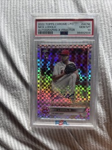 2022 Topps Chrome Upd Nick Lodolo X Fractor Rookie auto /125 psa 10