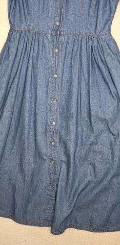 Vintage PS Gitano Damen Gr. M Denim Perlen Druckknopf Midikleid Rockabilly Y2K - Bild 6 von 15