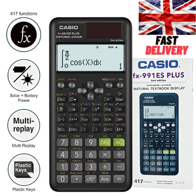 PRO CASIO FX-991ES Plus Advanced Scientific Calculator 417 Functions Black UK.