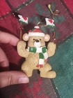 Teddy Bear w/ Flags Christmas Holiday Tree Ornament PVC