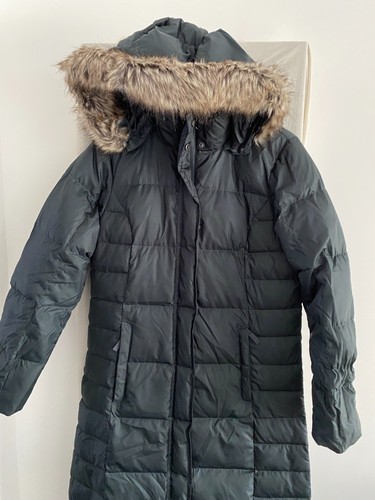 EDDIE BAUER Green Faux Fur Trim Hooded Down Puffer Coat Size M - Picture 3 of 8