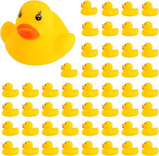 50 Kids Bath Rubber Ducks Yellow Duck Lot Baby Shower Cute Toys Ducky Sound Play