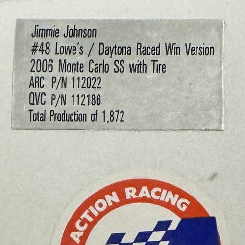 Jimmie Johnson 2006 Daytona 500 Win 1/24 W/ Tire Piece Action NASCAR Diecast - Picture 11 of 12