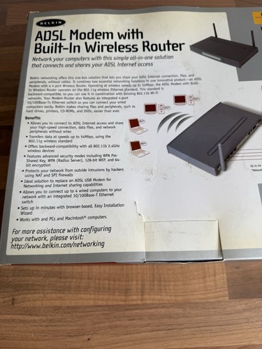 Belkin ADSL Modem With Built-In Wireless Router 802.11g 54Mbps - Picture 2 of 3