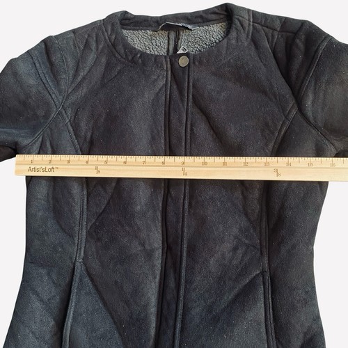 A/X Armani Exchange Black Faux Suede Sherpa Lined Zip Front Moto Jacket Size S - Picture 11 of 12