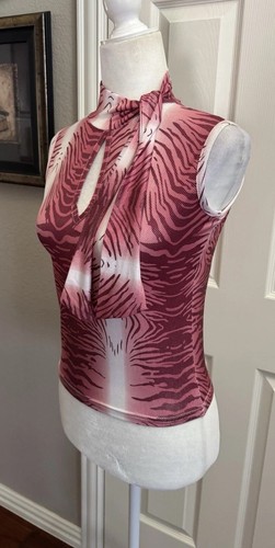 Y2K Vintage 2000s Damen/Teens Top Seidenmischung ärmellos dehnbar glänzend Gr. S - Bild 15 von 24