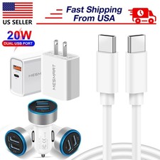 10xFast Charger PD QC3.0 Wall Charger 3.1A Car Adapter Plug Cable Cord Wholesale