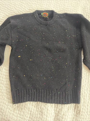 Boston Traders Vintage Mens Sz L Black Colorful Wool Grandpa Sweater - Picture 2 of 10