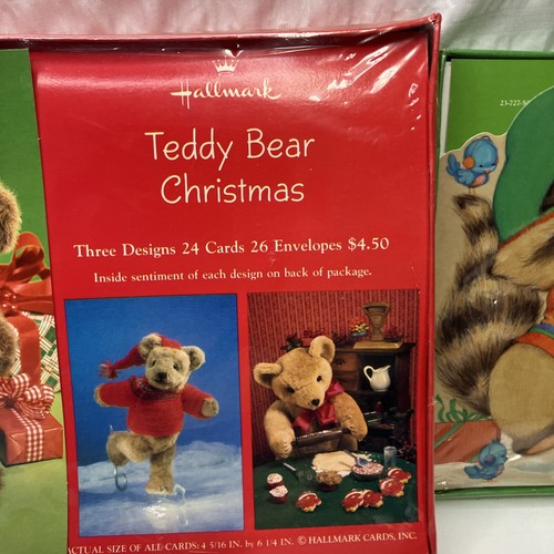 Biglietti di auguri di Natale vintage Hallmark orsacchiotto procione coniglio nuovi 39 biglietti - Foto 3 di 10