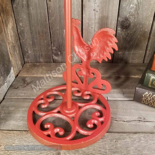 Red Rooster Cast Iron Paper Towel Holder Farmhouse Country Home Kitchen - Picture 4 of 4