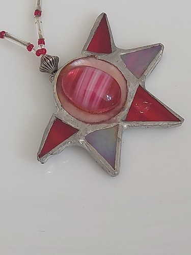 STAR PENDANT Artisan Metal Glass Beaded - Picture 9 of 12
