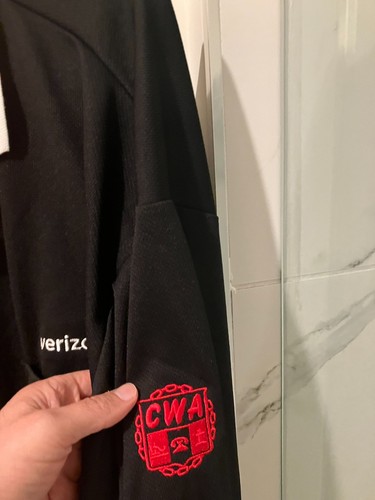 CWA Verizon tasca manica lunga nera polo golf camicia uomo adulto 2xl XXL - Foto 3 di 3