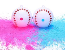Gender Reveal Baseball Set 2 PINK BLUE Powder Balls Pre-Filled For Girl Or Boy