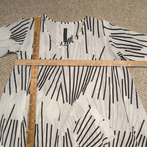 Gershon Bram Midi Dress XS Black White Lagenlook Flowy Art To Wear Oversized - Picture 3 of 8