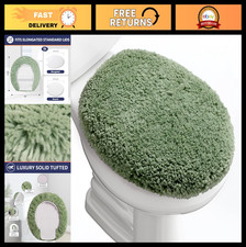 Soft Microfiber Toilet Lid Cover - Machine Washable, Adjustable Rubber Backing,