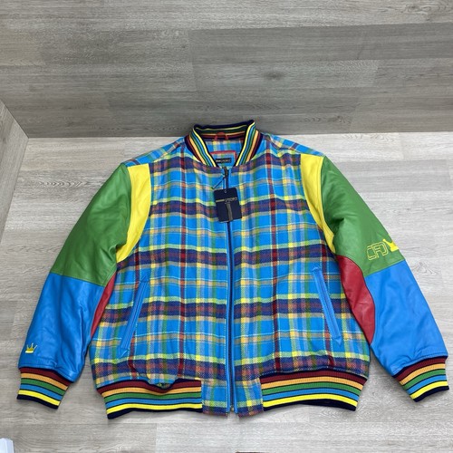 Crown By Schott NYC Multicolor Leather Wool Bomber Jacket - 4XL Read Description - Bild 1 von 24