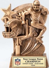 FANTASY FOOTBALL TROPHY AWARD RESIN 5 1/4" TALL FREE LETTERING MRFG406B 