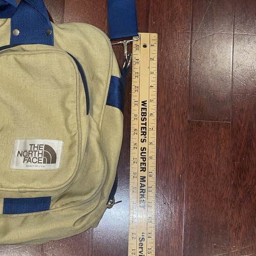 VTG The North Face USA Brown Label Duffle Bag, BEIGE & BLUE w/ shoulder strap - Picture 6 of 15