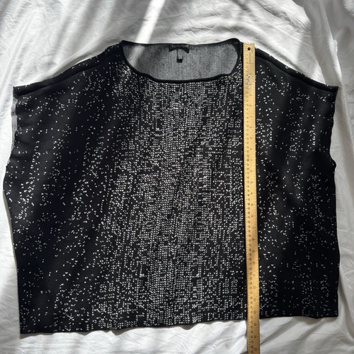 EUC Eileen Fisher schwarz/weich weiß elegantes Tencel Bateau-Ausschnitt Top Größe L/XL $ 278 - Bild 6 von 6