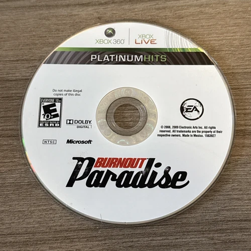 Burnout Paradise (Microsoft Xbox 360, 2008) Disc Only, Tested, Working